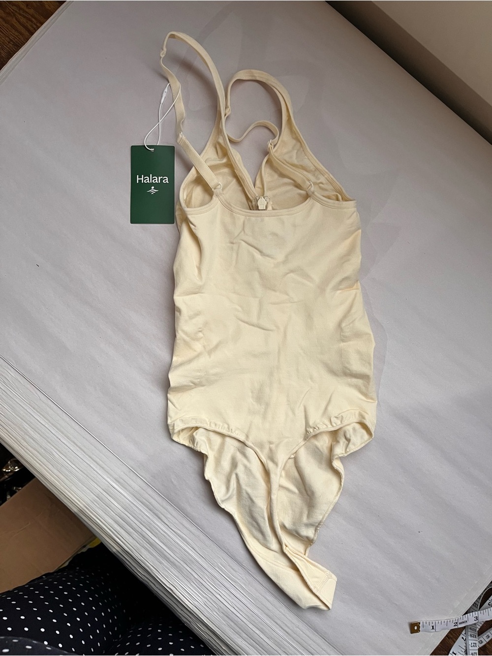 HALARA Cream Seamless Flow Zipper Tummy Control Lounge Shapewear One-Piece Lg - Picture 4 of 8